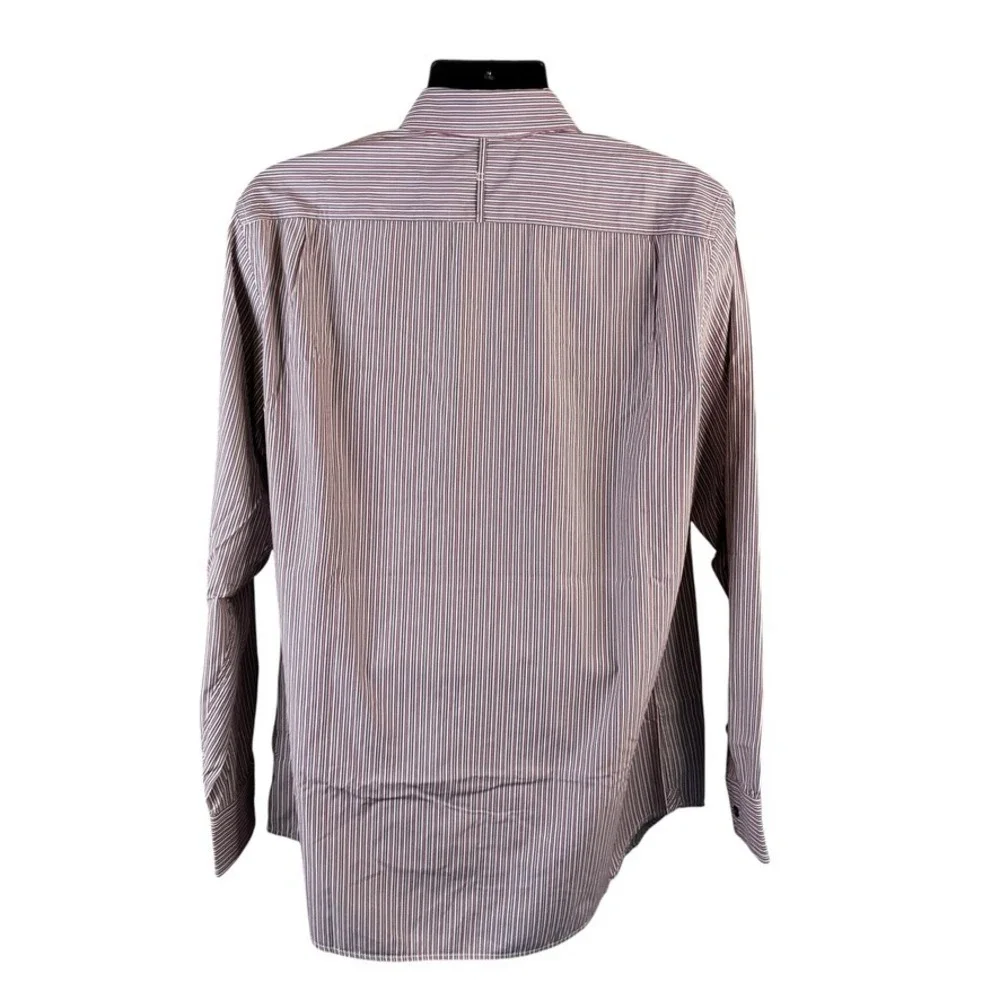 Banana Republic Mens Large Classic Fit Striped Button Down Shirt Burgundy Brown